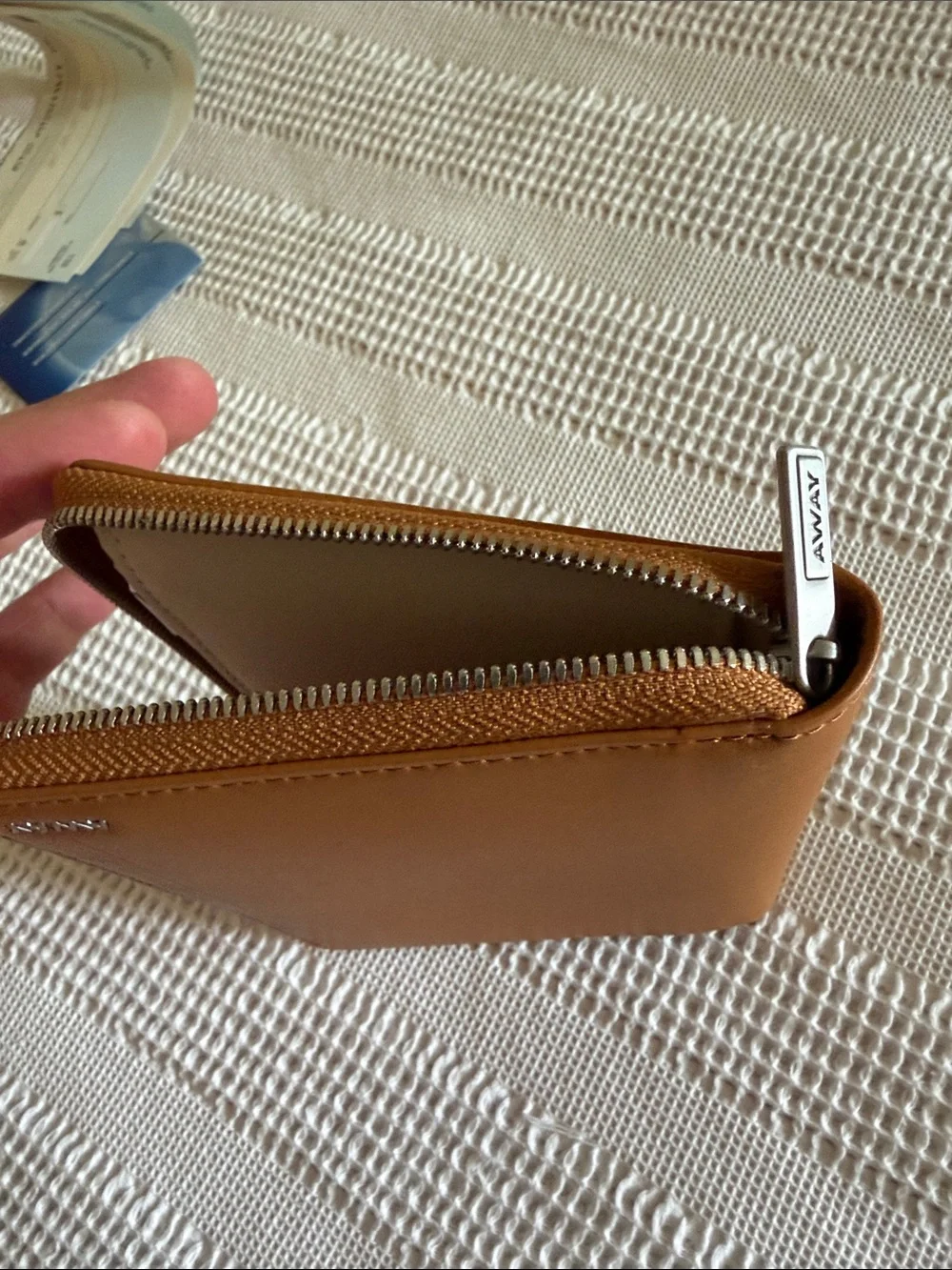 Away Men’s Cognac Leather Zip Travel Wallet